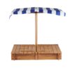 Kids Sandbox With Adjustable Cover, Sand Box With 2 Foldable Bench Seats, Outdoor Sandpit For Backyard Play - Light Brown - Image 9