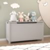 Kids Wooden Toy Box Storage With Safety Hinged Lid For Ages 2+ - Gray - Image 3