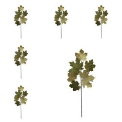 Velvet Maple Leaf Spray, Botanicals Decor For Harvest Festival Fall Festival & Thanksgiving Table Decorations (Set of 6) - Green