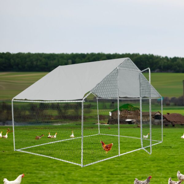Xpt033 Outdoor Chicken Coop Metal Big Space - Silver Gray