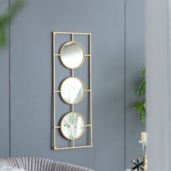 3 Mirror Piece Wall Mirror InRectangular Frame, Home Wall Decor For Bedroom Living Room - Gold