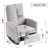 Accent Rocking Chair & Footrest High Back Rubber Wood Rocking Legs Bedroom Living Space - Gray - Image 6