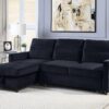 Ivy - Velvet Reversible Sleeper Sectional Sofa With Storage Chaise And Side Pocket - Black - Image 4