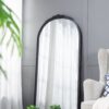 Hand Carved Rose Antique Mirror Frame, Large Arch Mirror Wall Decor For Living Room, Bathroom, Entryway - Black - Image 5