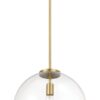 Gleam - Single Light Pendant Lamp With Clear Globe Satin - Antique Brass / Clear / Gold - Image 2