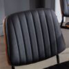 Dining Chairs Mid-Century Modern Retro Faux Leather Chair With Walnut Bentwood Back Upholstered Seat Metal Legs Adjustable Foot For Kitchen Dining Room Chairs (Set of 2) - Black - Image 10