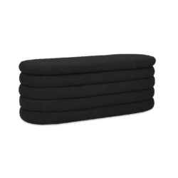 Fuji - Upholstered Oval Storage Bench - Ebony Black
