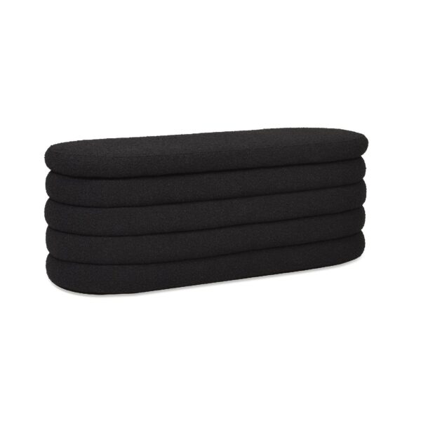 Fuji - Upholstered Oval Storage Bench - Ebony Black