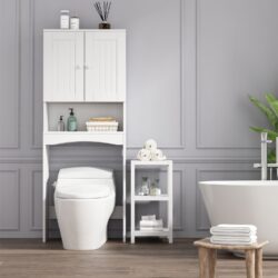 Home Bathroom Shelf Over-The-Toilet, Bathroom Spacesaver, Bathroom Storage Cabinet Organizer - White
