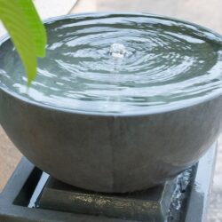 Polyresin Zen Bowl Water Fountain, Outdoor Bird Feeder / Bath Fountains, Relaxing Water Feature For Garden Lawn Backyard Porch - Gray