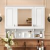 Wall Mounted Bathroom Medicine Cabinet, Modern Bathroom Wall Cabinet With Mirror, Mirror Cabinet With Open Shelves - White - Image 22