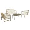 4 Pieces Patio Furniture Set, PE Rattan Wicker With Washable Cushion And Tempered Glass Tabletop, Conversation Furniture For Garden Poolside Balcony - White / Natural - Image 5