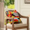 La Broderie - Square Embroidered Throw Pillow & Feather Down Insert - Colorpop Multicolored Embroidery - Image 4