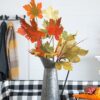 Velvet Maple Leaf Spray, Botanicals Decor For Harvest Festival Fall Festival & Thanksgiving Table Decorations (Set of 6) - Green - Image 11