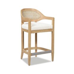Americana - Mid-Century Modern Cane Back Counter Stool - Ivory White