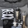 Sitting Gnome With Wings & Plaid Hat, For Halloween Decor (Set of 2) - Black White - Image 8