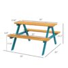 Outsunny - Kids Picnic Table Set With Wooden Table, Outdoor Bench Set With Seating For 4 Kids Ages 3-8 Years Old For Patio Garden, Easy Installation, Outdoor Indoor Use - Natural Wood - Image 3