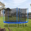 12Ft Trampoline For Adults & Kids With Basketball Hoop, Outdoor Trampolines With Ladder And Safety Enclosure Net For Kids And Adults - Blue - Image 5