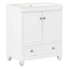 Bathroom Vanity With Sink, Combo, Cabinet With Doors And Drawer, Solid Frame And MDF Board - White - Image 18