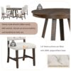 5 Piece Retro Functional Dining Set, Round Table With Leaf And 4 Upholstered Chairs For Dining Room And Living Room - Walnut - Image 7