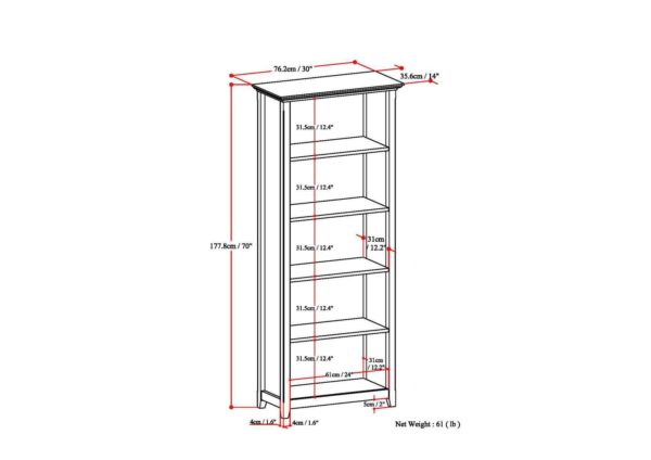 Amherst - 5 Shelf Bookcase - Hickory Brown