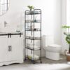 6 Tier Slim Rolling Storage Cart, Mobile Shelving Unit With Wheels, Metal Wire Storage Shelving Rack With Baskets For Kitchen Bathroom Office Laundry Narrow Piaces - Black - Image 7