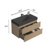 Alice - U092-Alice36W-106 Natural Oak Bathroom Vanity With Sink, Large Storage Wall Mounted Floating Bathroom Vanity For Modern Bathroom, One-Piece Black Sink Basin Without Drain - Walnut / Black - Image 8