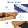 Kids Sandbox With Adjustable Cover, Sand Box With 2 Foldable Bench Seats, Outdoor Sandpit For Backyard Play - Light Brown - Image 18