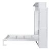 Queen Size Murphy Wall Bed With Shelves And LED Lights - White - Image 2