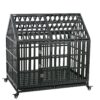 Heavy Duty Dog Cage Pet Crate With Roof - Black - Image 6
