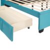 Queen Size Storage Upholstered Platform Bed With Wingback Headboard And A Big Drawer - Blue - Image 14