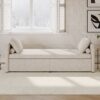 Modern Upholstered Chaise Lounger Daybed Small Single Daybed With 2 Drawers, No Mattress Needed, Perfect For Living Rooms & Home Office, Linen Fabric - Beige - Image 3