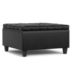 Harrison - Small Square Coffee Table Storage Ottoman - Black