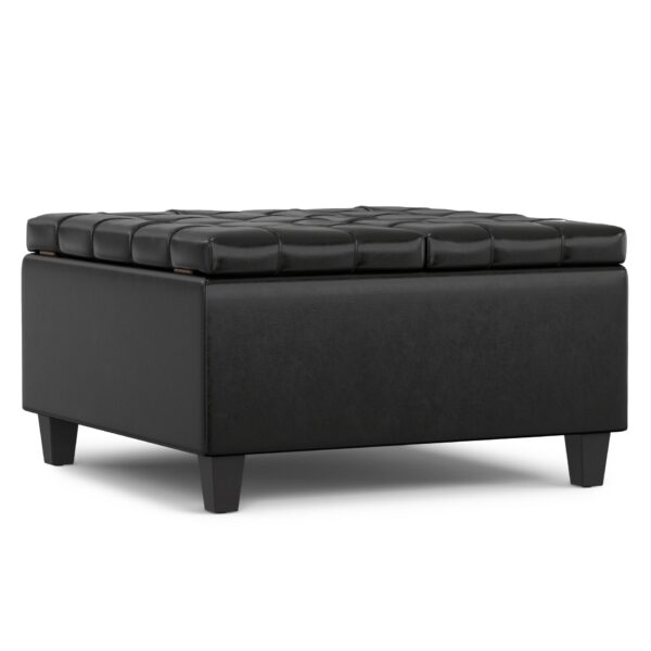 Harrison - Small Square Coffee Table Storage Ottoman - Black