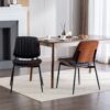 Dining Chairs Mid-Century Modern Retro Faux Leather Chair With Walnut Bentwood Back Upholstered Seat Metal Legs Adjustable Foot For Kitchen Dining Room Chairs (Set of 2) - Black - Image 14