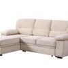 Kipling - Velvet Fabric Reversible Sleeper Sectional Sofa Chaise - Beige - Image 3