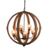 9 Light Globe Chandelier, Wood Chandelier Hanging Light Fixture With Adjustable Chain For Kitchen, Bulb Not Included - Brown - Image 3
