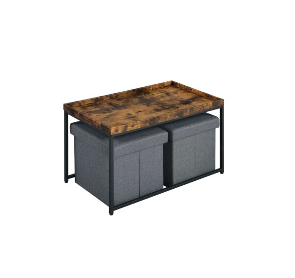 Monty - Wood Grain 3 Piece Coffee Table Set With Raised Edges (Set of 3) - Weathered Oak