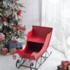 Iron Sleigh Large, Distressed Christmas Santa Sleigh Holiday Decoration - Black / Red - Image 2