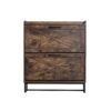 Shoe Storage Cabinet With 2 Flip Drawers, Freestanding Organizer With Metal Legs For Entryway, Narrow Shoe Rack Cabinet - Rustic Brown - Image 3