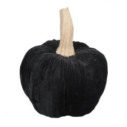 Velvet Pumpkin Large, For Holiday Halloween Decor - Black