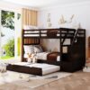 Twin Over Twin Bunk Bed With Twin Size Trundle And 3 Storage Stairs - Espresso - Image 10