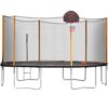 14Ft Powder-Coated Advanced Trampoline With Basketball Hoop Inflator And Ladder (Outer Safety Enclosure) - Orange - Image 5