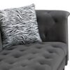 Mary - Velvet Tufted Chaise With 1 Accent Pillow - Dark Gray - Image 3