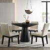 Jasper - 5 Piece Wide Contemporary Round Dining Table With Black Finish Chairs (Set of 5) - Ebony Black - Image 11