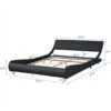 Queen Size Upholstered Platform Bed Frame, LED Lighting With Remote Controller And App, Curve Design, Wood Slat Support, No Box Spring Needed - Black - Image 11
