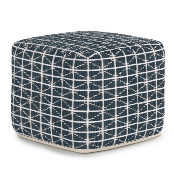 Noreen - Square Pouf - Dark Blue / White