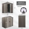 8Ft x 4Ft Outdoor Metal Storage Shed - Gray - Image 9