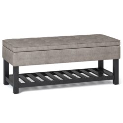 Cosmopolitan - Storage Ottoman Bench With Open Bottom - Distressed Gray Taupe