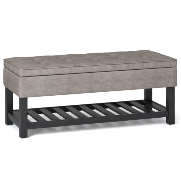 Cosmopolitan - Storage Ottoman Bench With Open Bottom - Distressed Gray Taupe